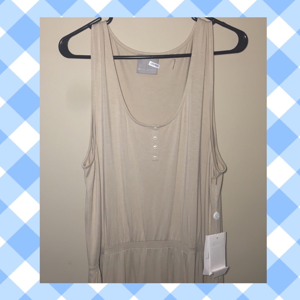 Beige High Low Maxi Dress